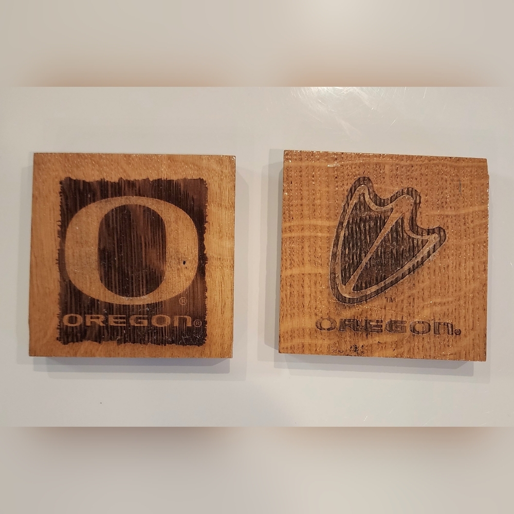 University of Oregon Ducks Wood Coasters, one w/ Bottle Opener | Set Of 2